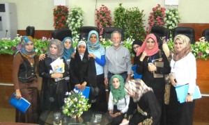 Kirsch with teacher and young women